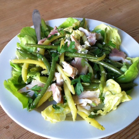 Bohnensalat mit Forelle und Meerrettich